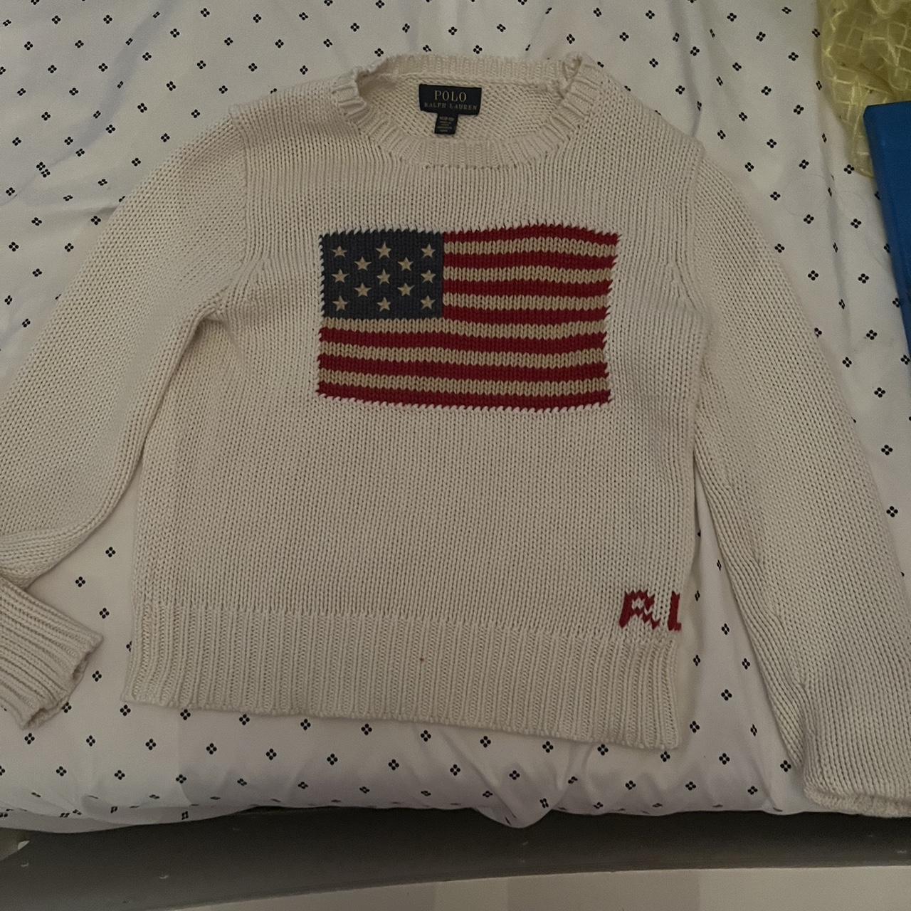 super cute ralph lauren us flag sweater. Boys size M... - Depop