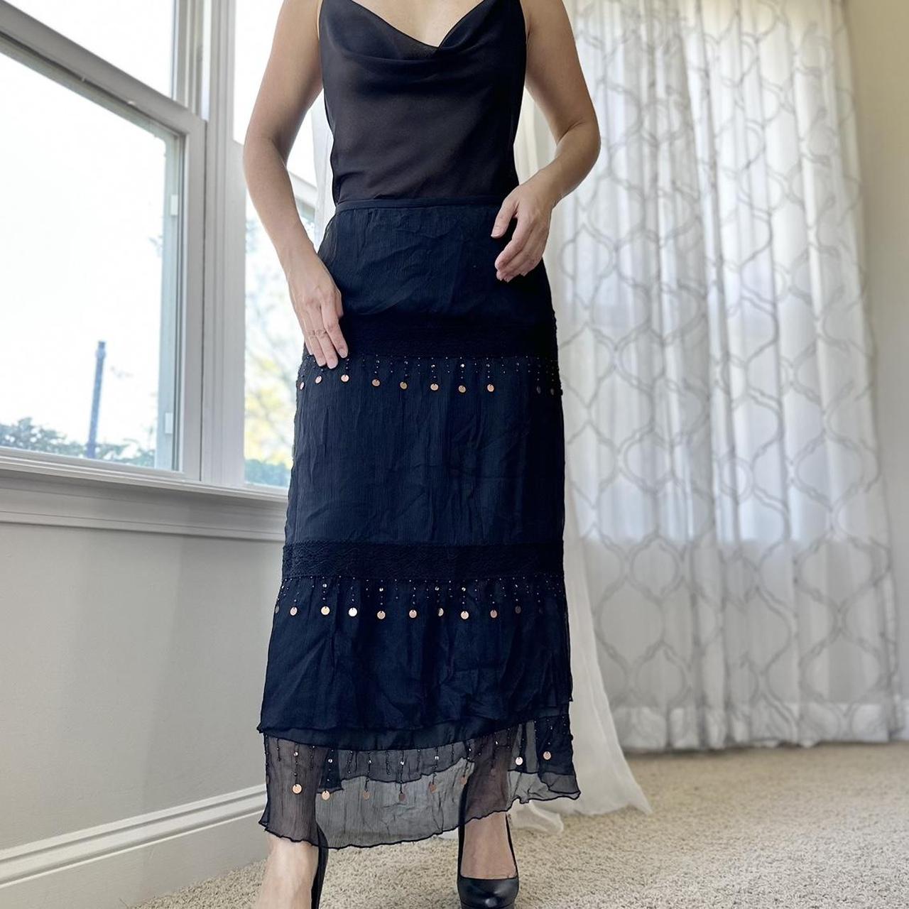 Black sheer ruffle outlet skirt