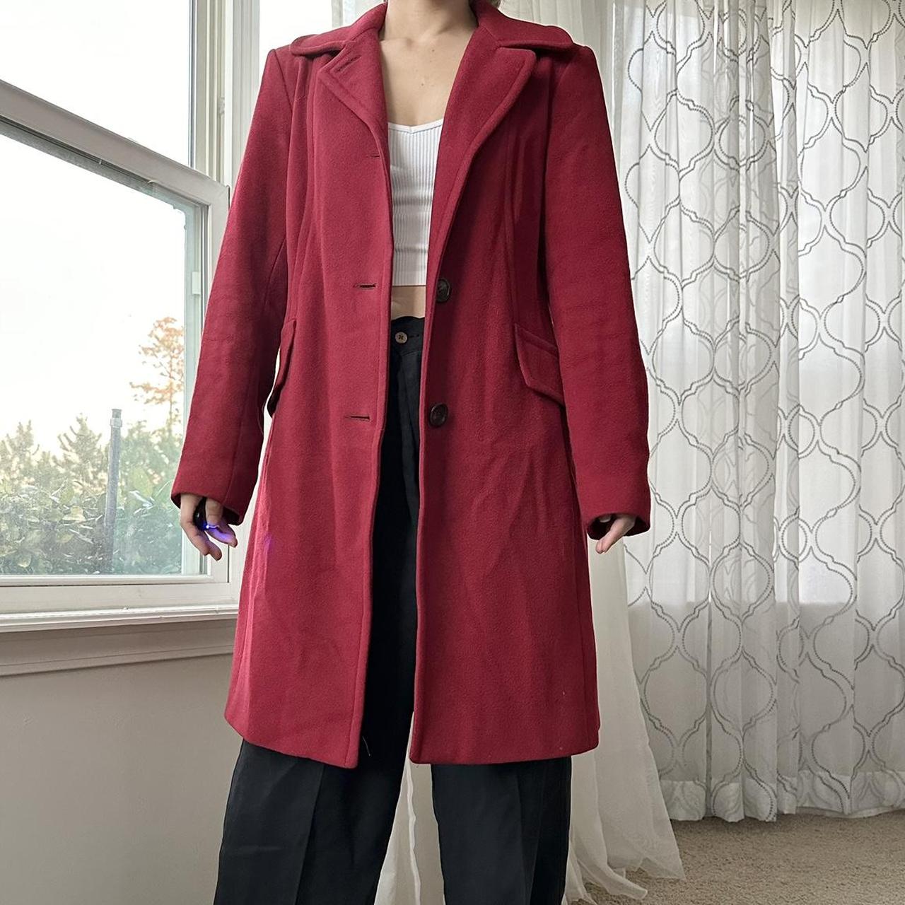 Anne klein fashion red wool coat