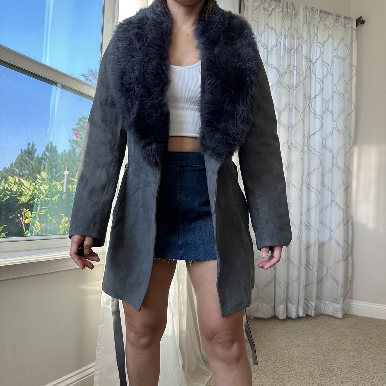 Dark Blue Vintage Authentic buying Fur Coat