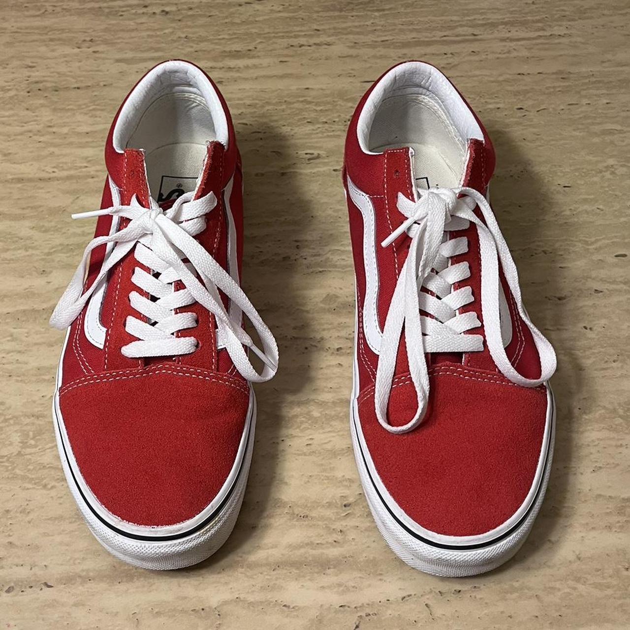 Red Old School Vans! Size 9.5 Worn a couple... - Depop