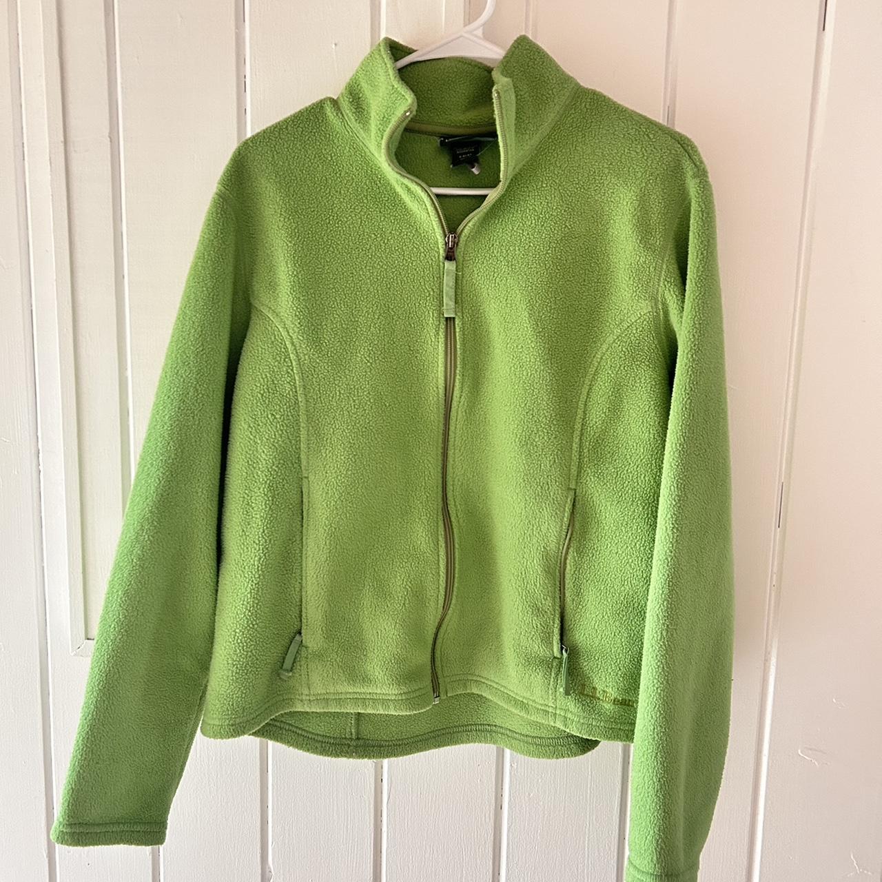 LL Bean fleece zip up, light green. Size women’s... - Depop