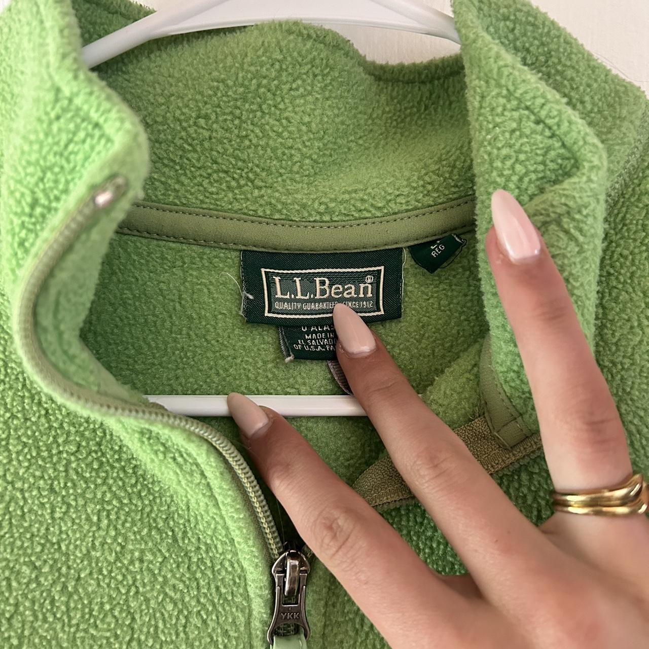 LL Bean fleece zip up, light green. Size women’s... - Depop