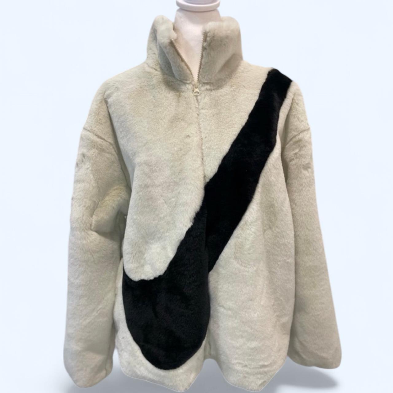 nike faux fur jacket cream