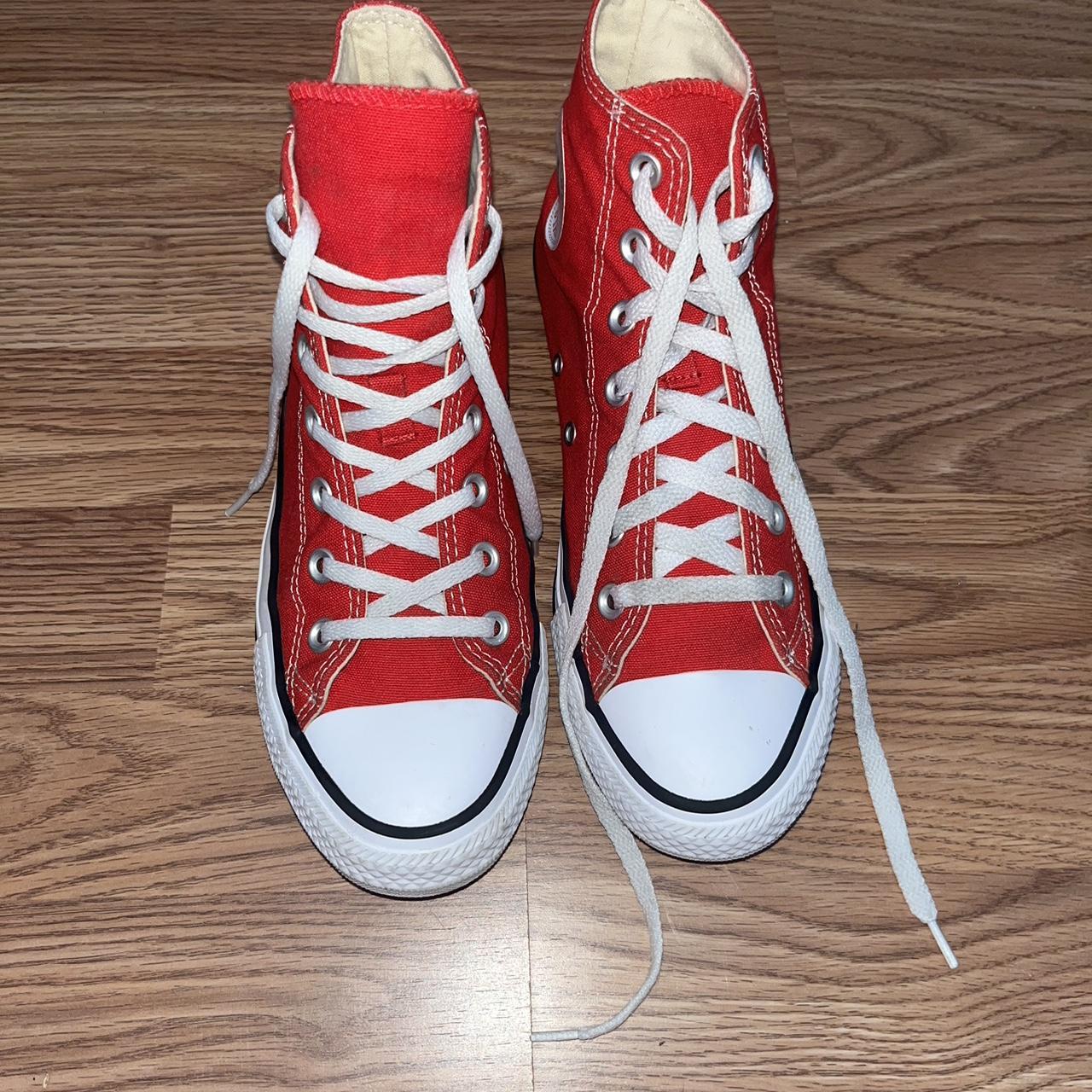 red converse, barely worn size - woman’s 8 , men’s... - Depop