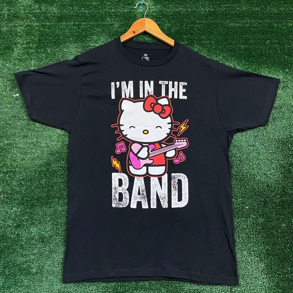 white Hello Kitty design t-shirt with four tiny - Depop