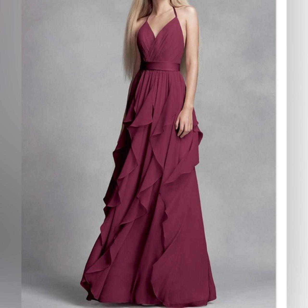 DESCRIPTION: Gorgeous wine colored Vera Wang dress! - Depop