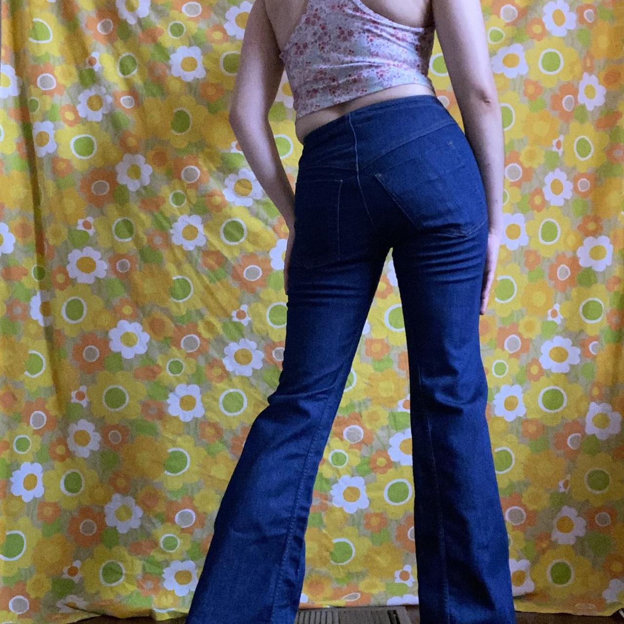 Vintage 70s Dittos Light Wash Bell Bottoms/ 1970s Pocketless Jeans