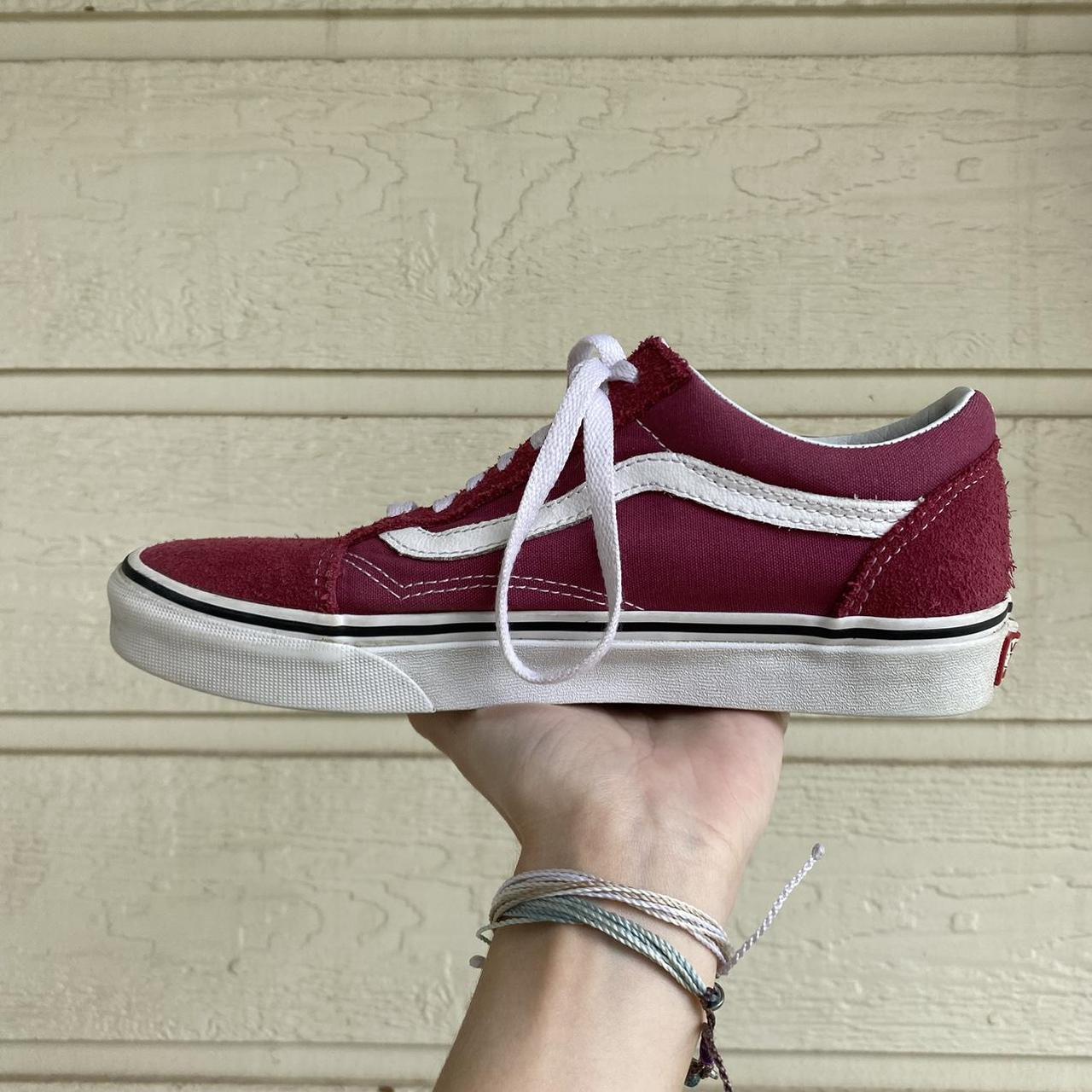 dark pink low top old skool vans women’s size... - Depop