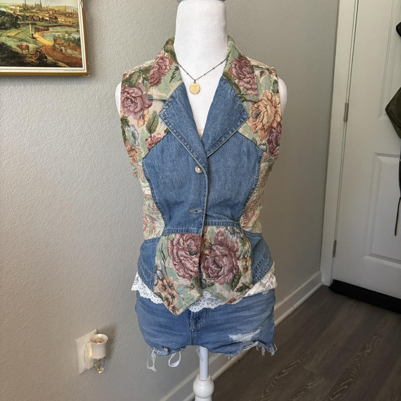 Women's Vest - Multi/Blue - One size – nina piccalino floral patchwork vest such a …