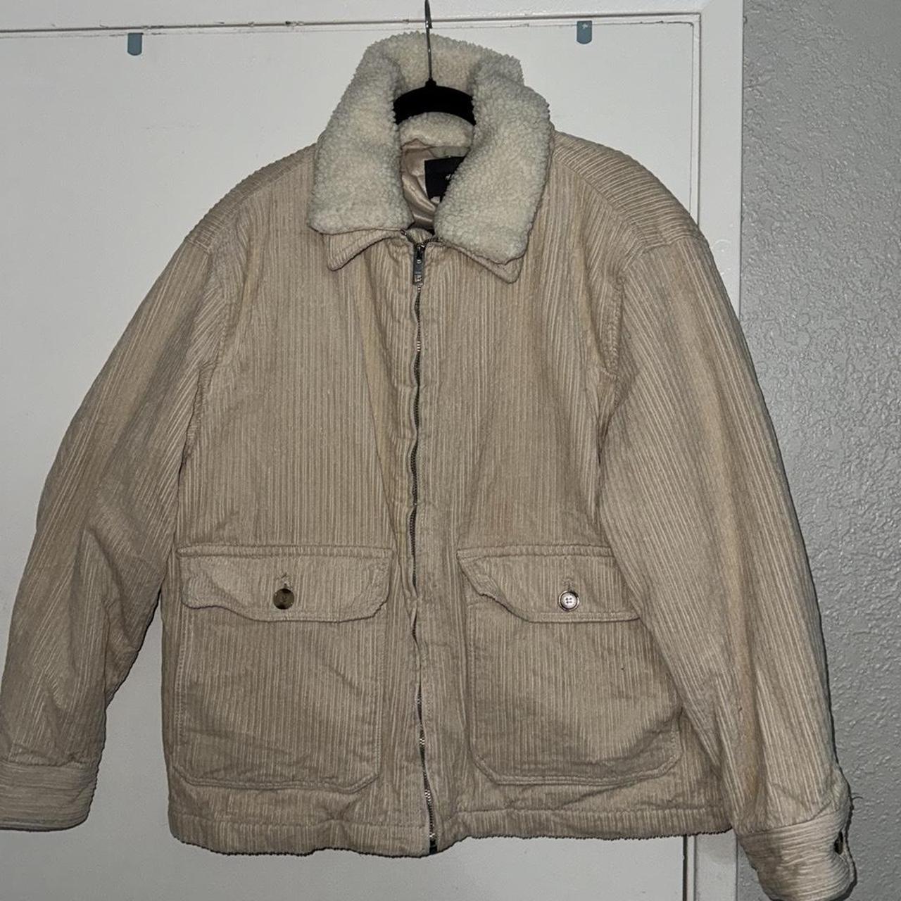 Cream corduroy jacket, detachable Sherpa collar,... Depop