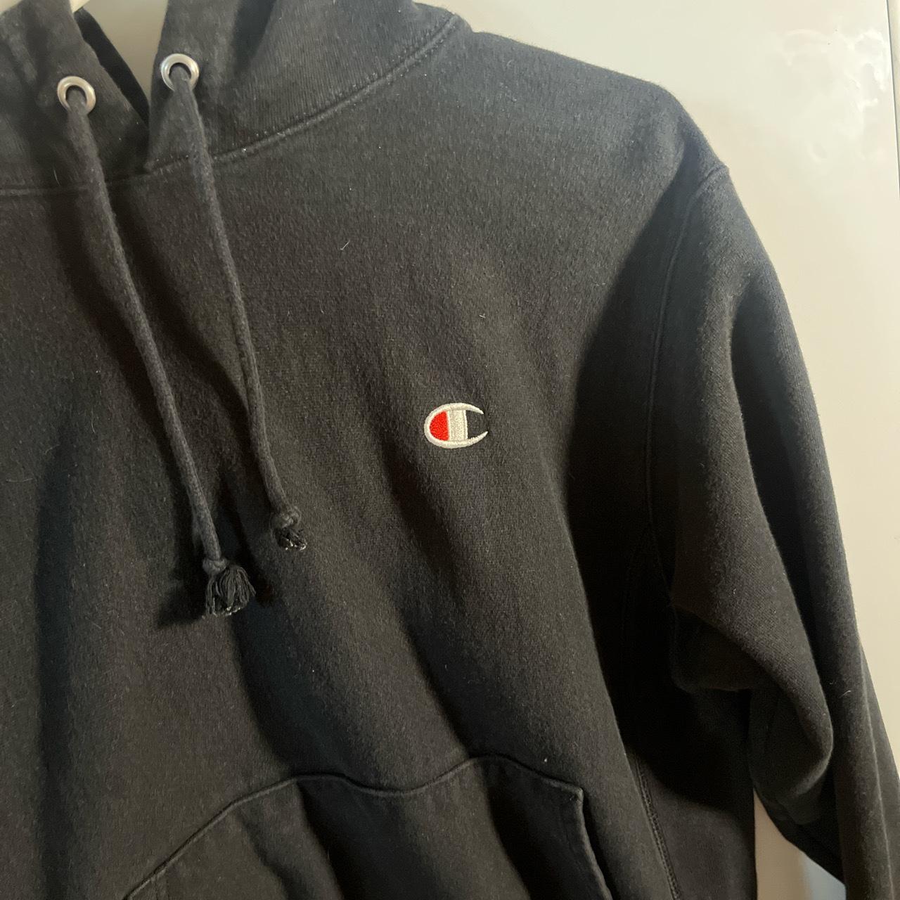 Champion black hoodie (men’s medium) - Depop