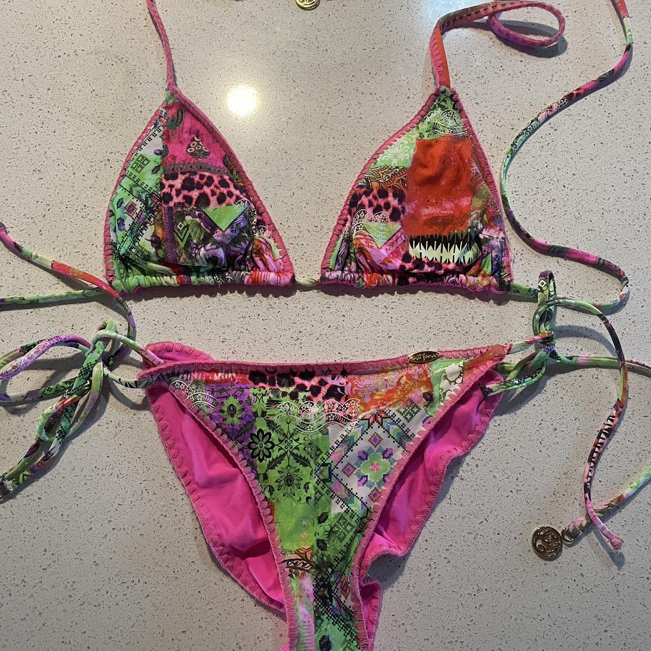 Pink And Green Reversible Luli Fama Bikini Both Depop