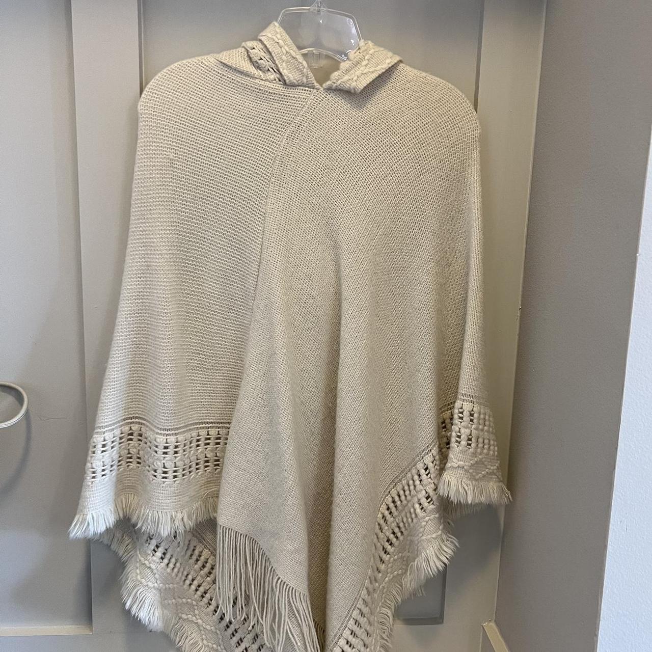 You can't be sad in a poncho, brown beige cream tan - Depop