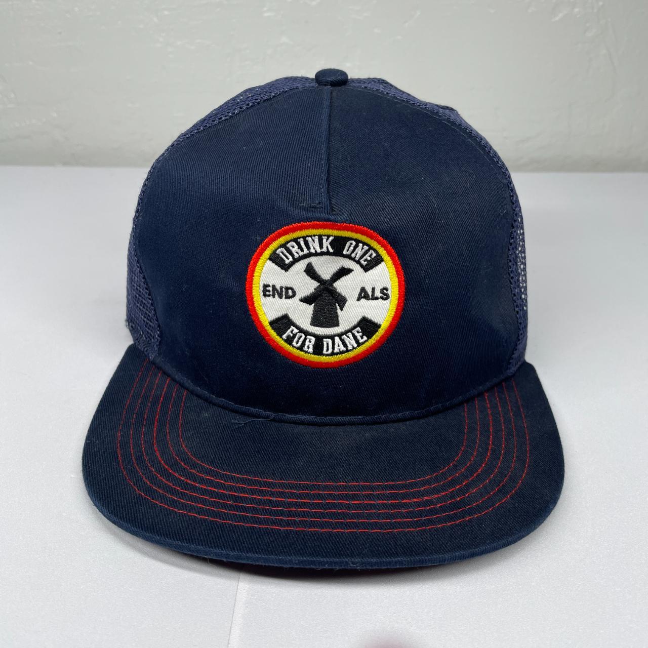 Dutch Bros Navy Blue trucker hat with sewn on... - Depop