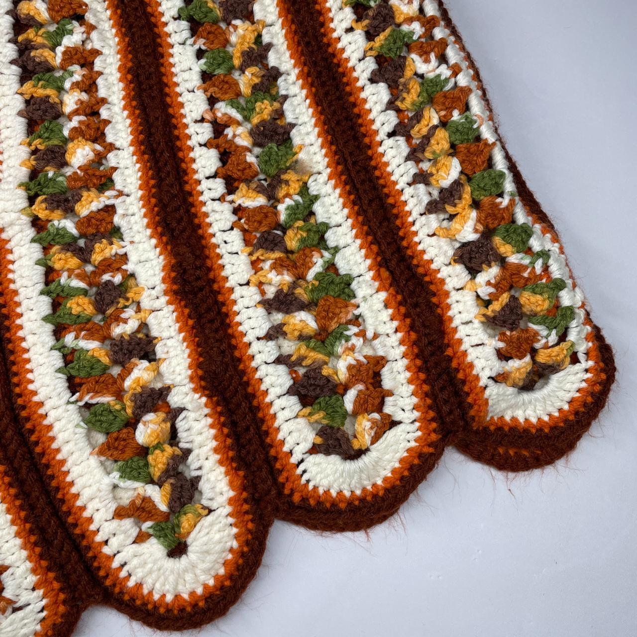 Vintage Afghan Throw Blanket in a Striped Brown,... Depop