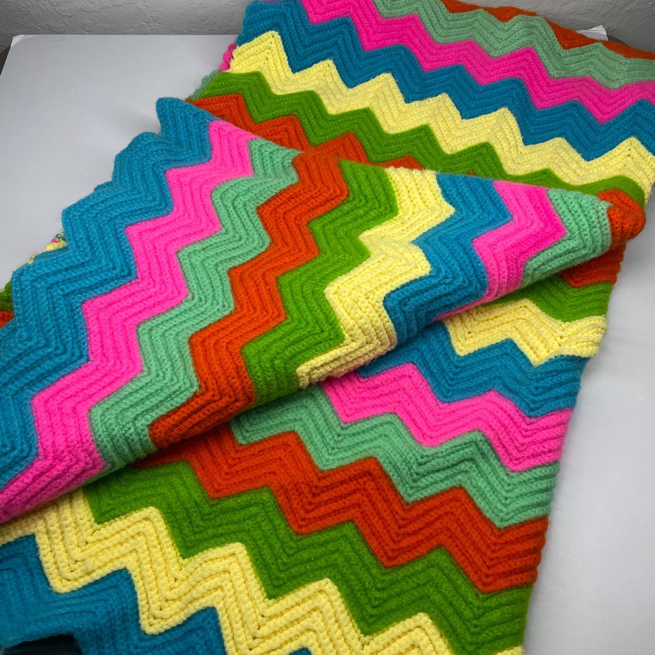 Vintage Afghan Throw Blanket In A Chevron Striped Depop