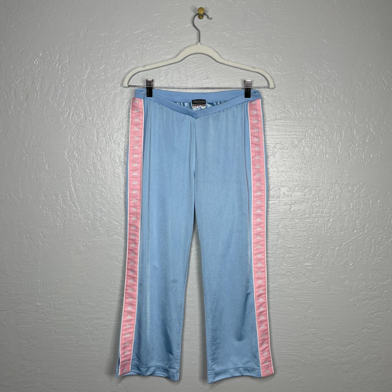Kappa Size L Blue and Pink Track Pants Ankle - Depop