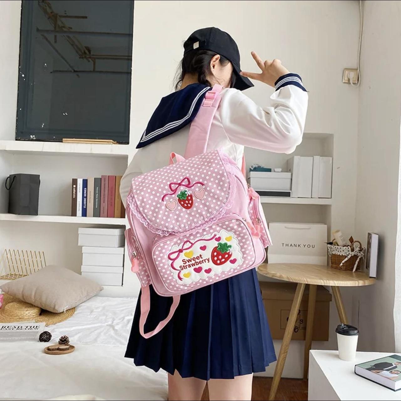 Mother garden strawberry Backpack School Girl kawaii pink used