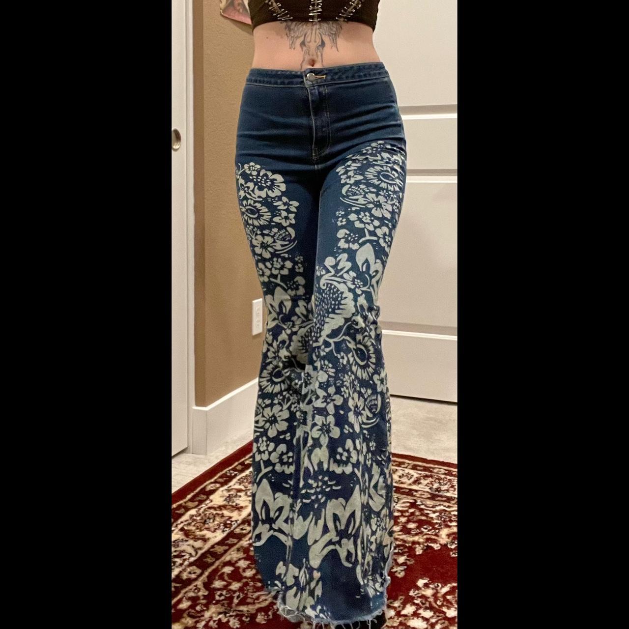 Free People Cropped Floral Print 2024 Bell Bottoms