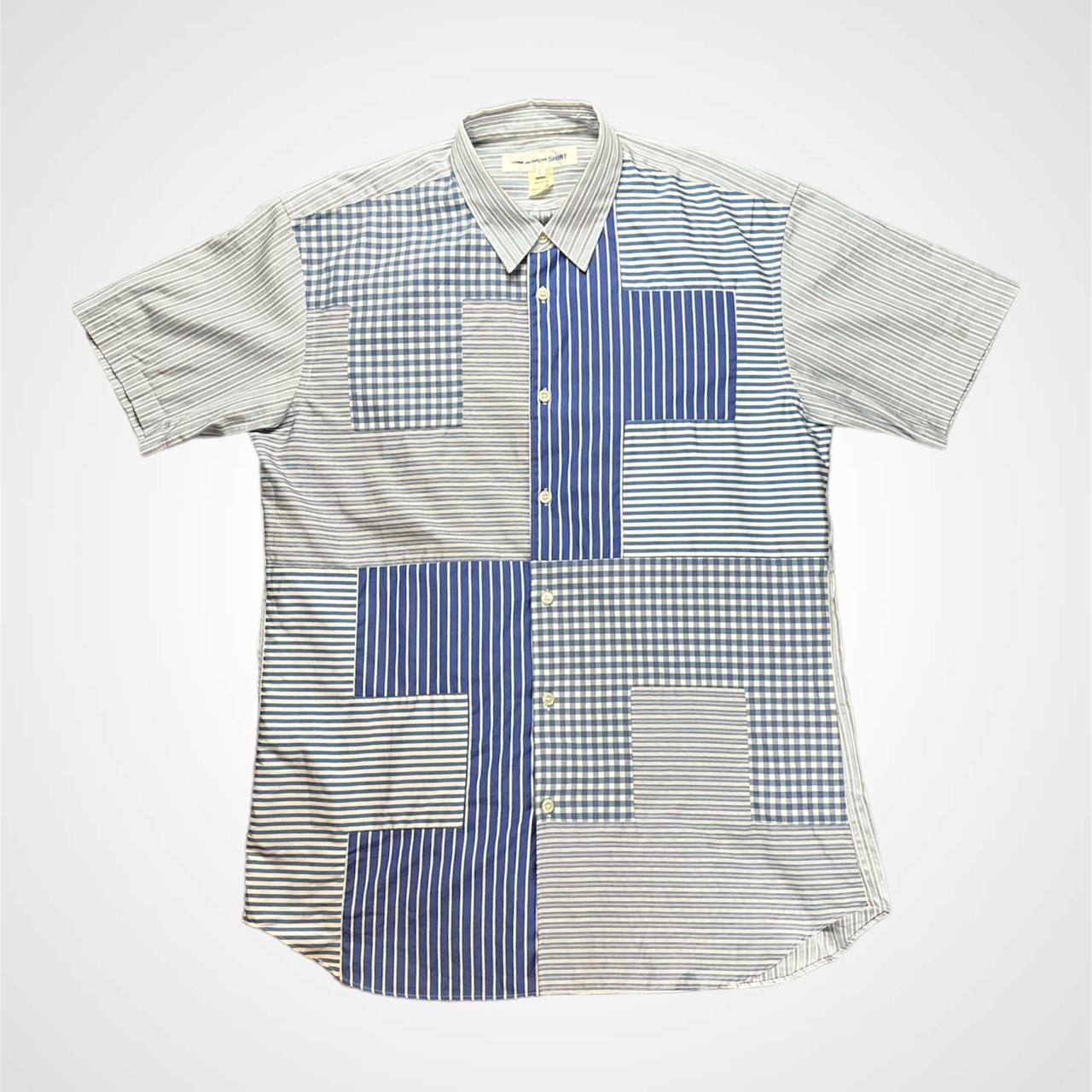 XXL 2000s Mens Patchwork Swing Shirt Comme des Garcons Grey
