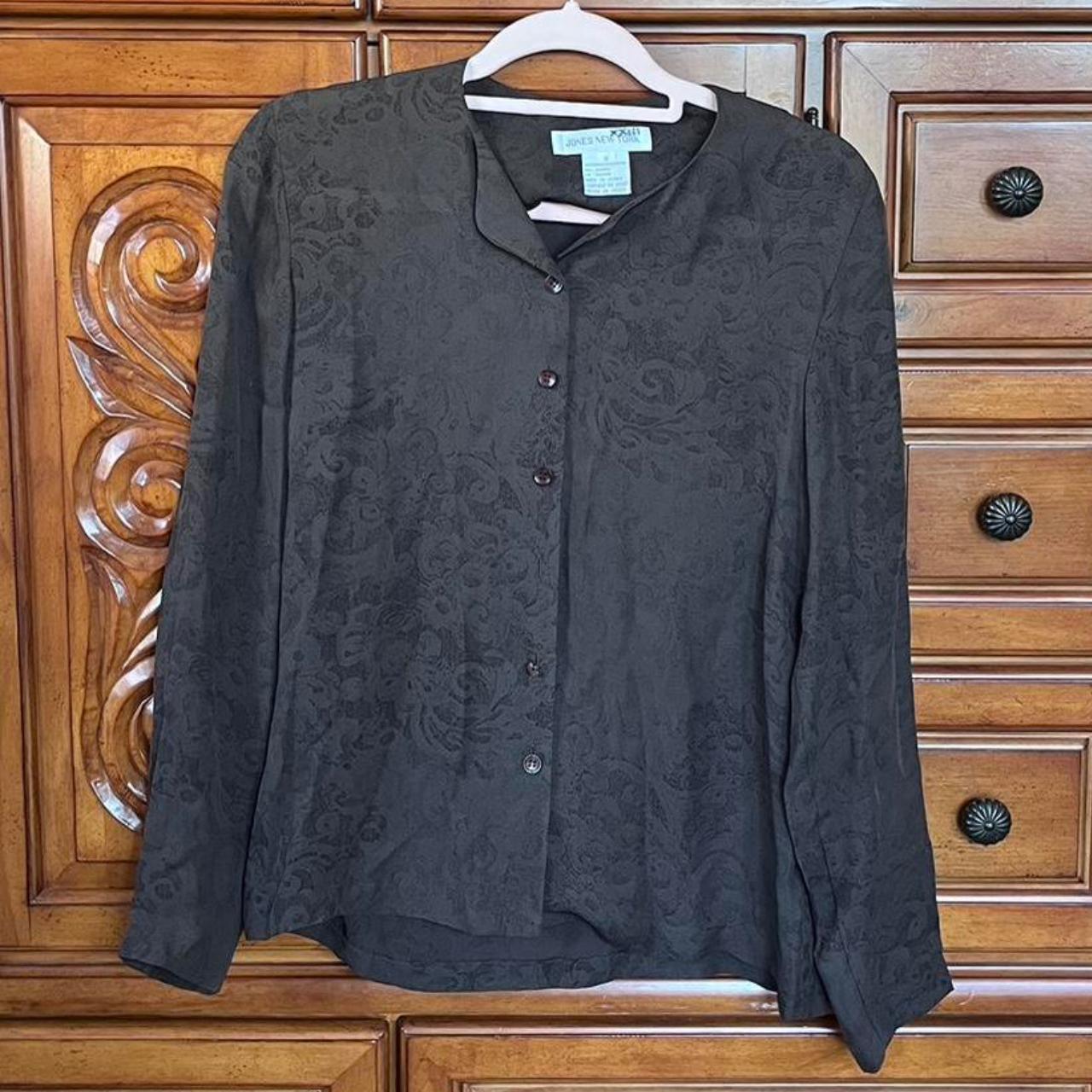 vintage Jones New York silk button up long sleeve... - Depop