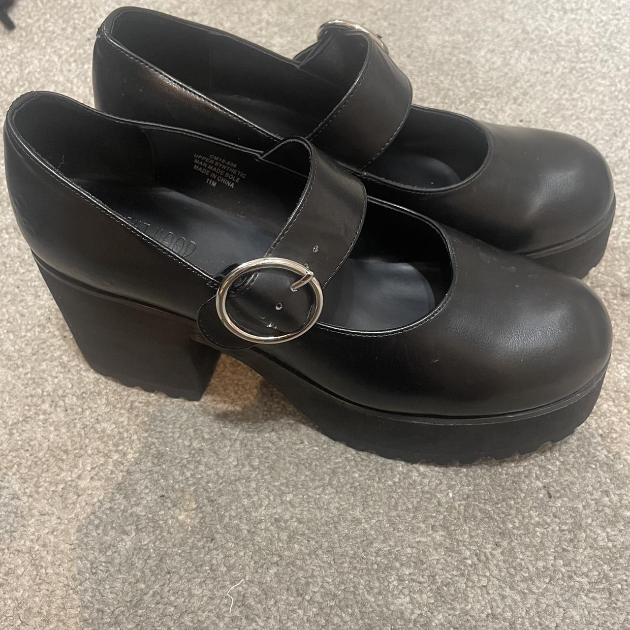 glossy black platform mary janes