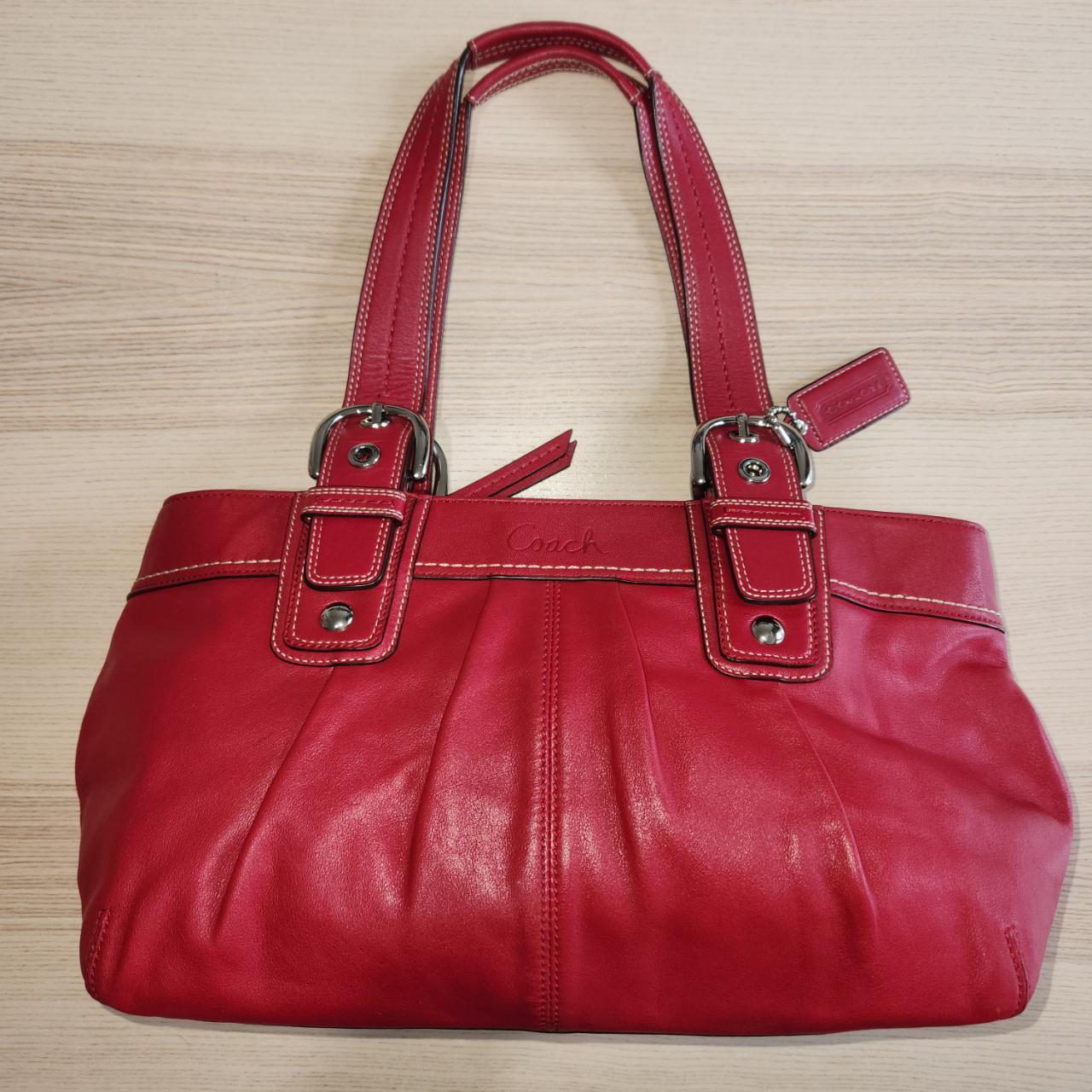 Coach red patent leather bag purse, bright red tote | eBay