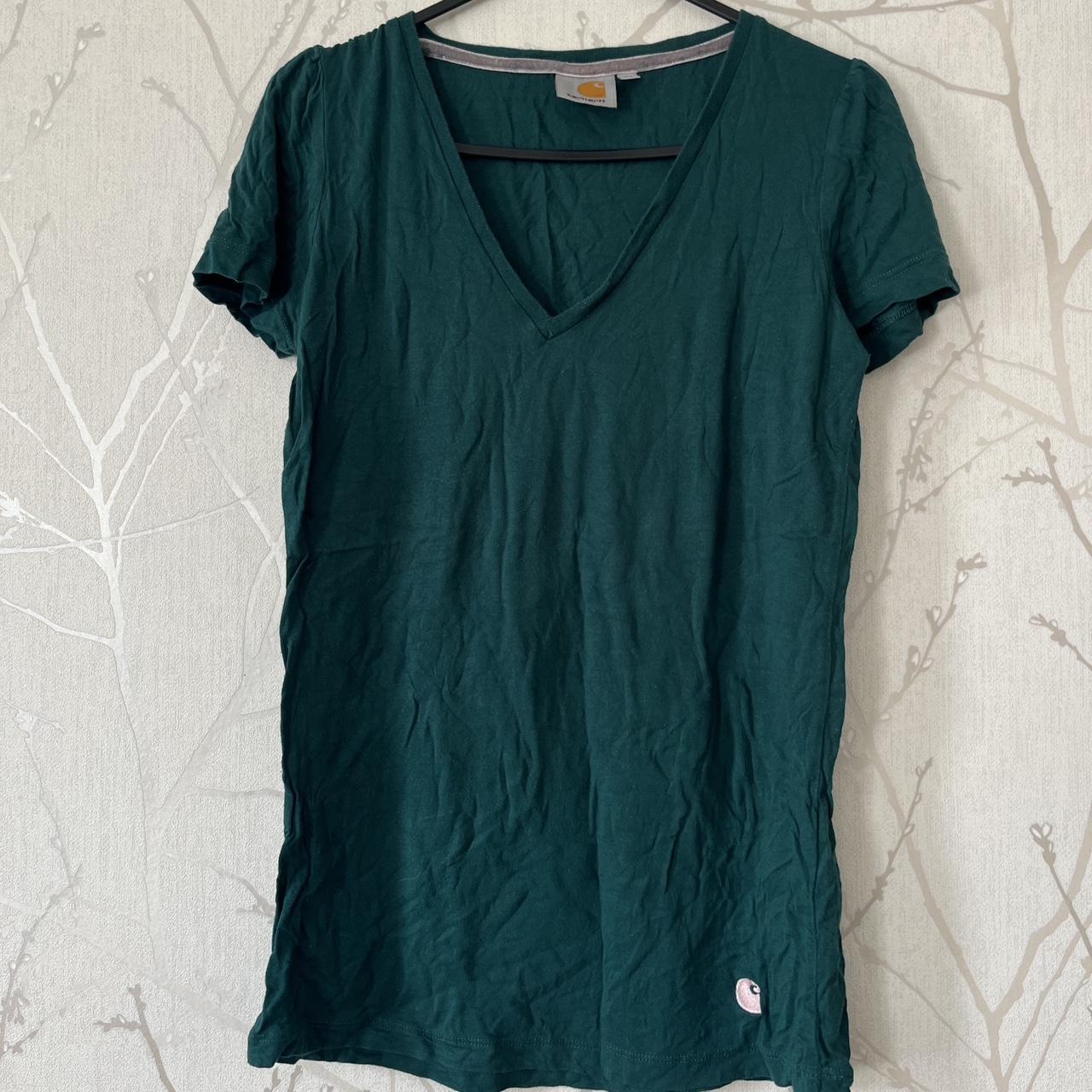 Carhartt Teal Green Soft Touch V Neck Short Depop