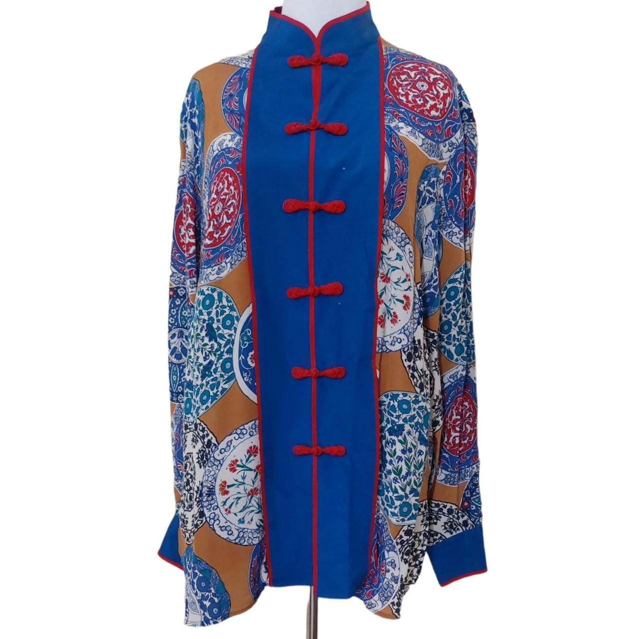 Bob Mackie Wearable Art Royal Blue Multi Print 100... Depop