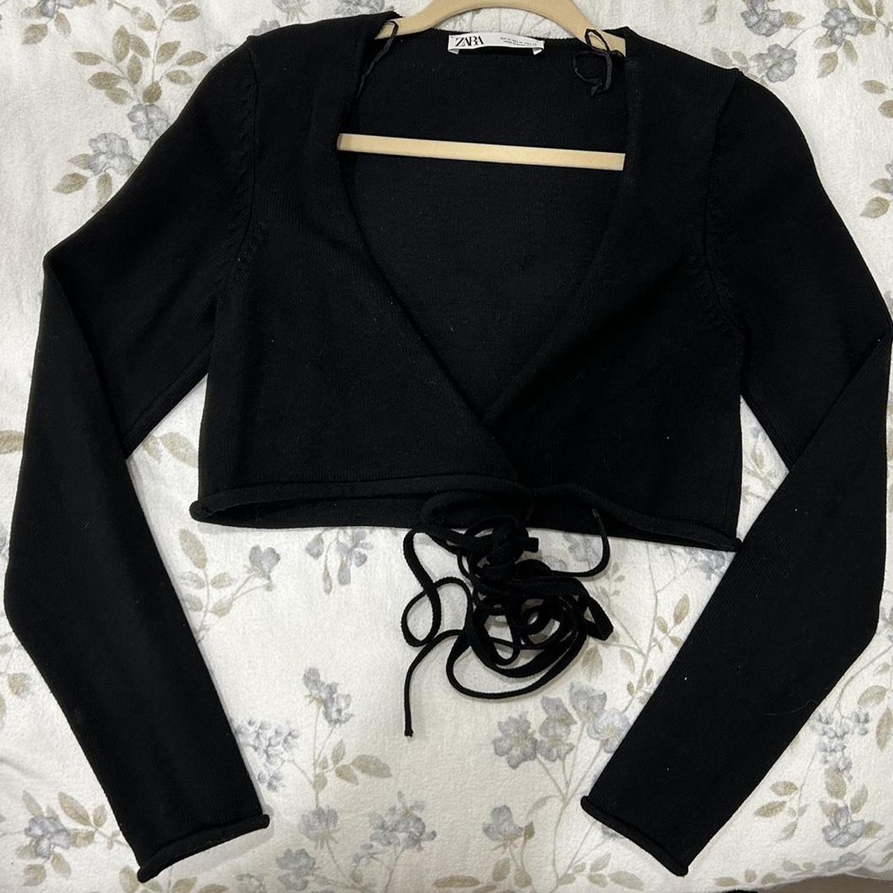 Zara Black Knit Wrap Top, Size M, Worn Once