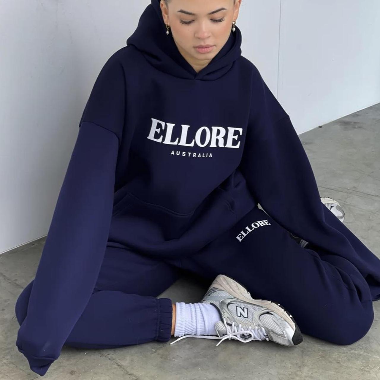 ellore midnight boxy oversized hoodie rrp $150 with... - Depop