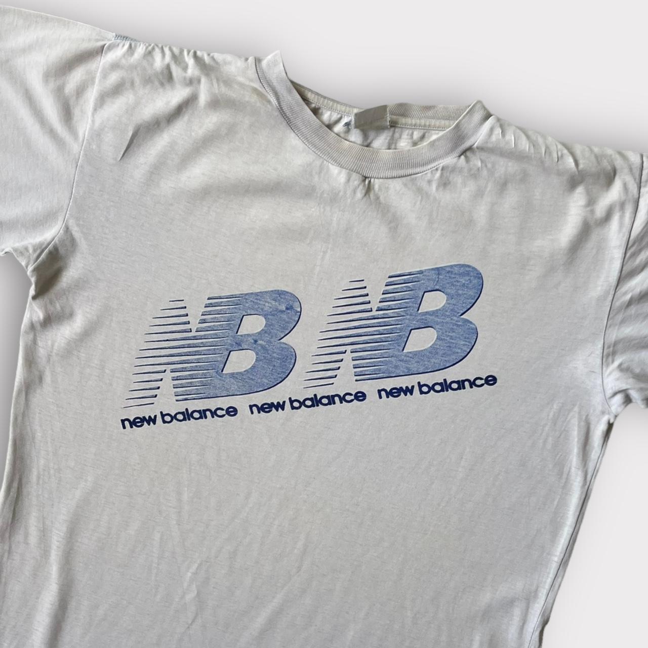 New Balance Men's White and Blue T-shirt | Depop