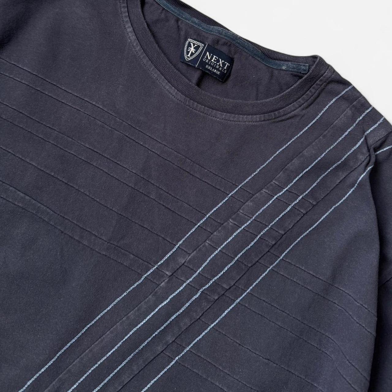 vintage navy blue ribbed pattern art style striped... | Depop