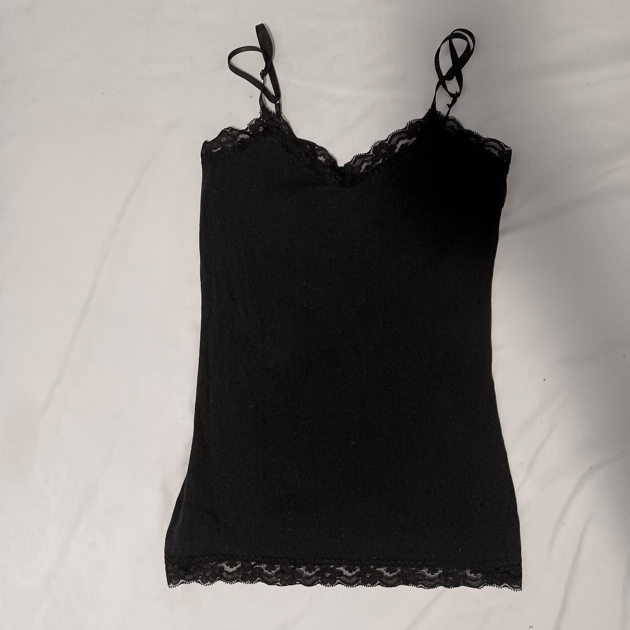 ୨୧ black lace cami good quality + adjustable... - Depop