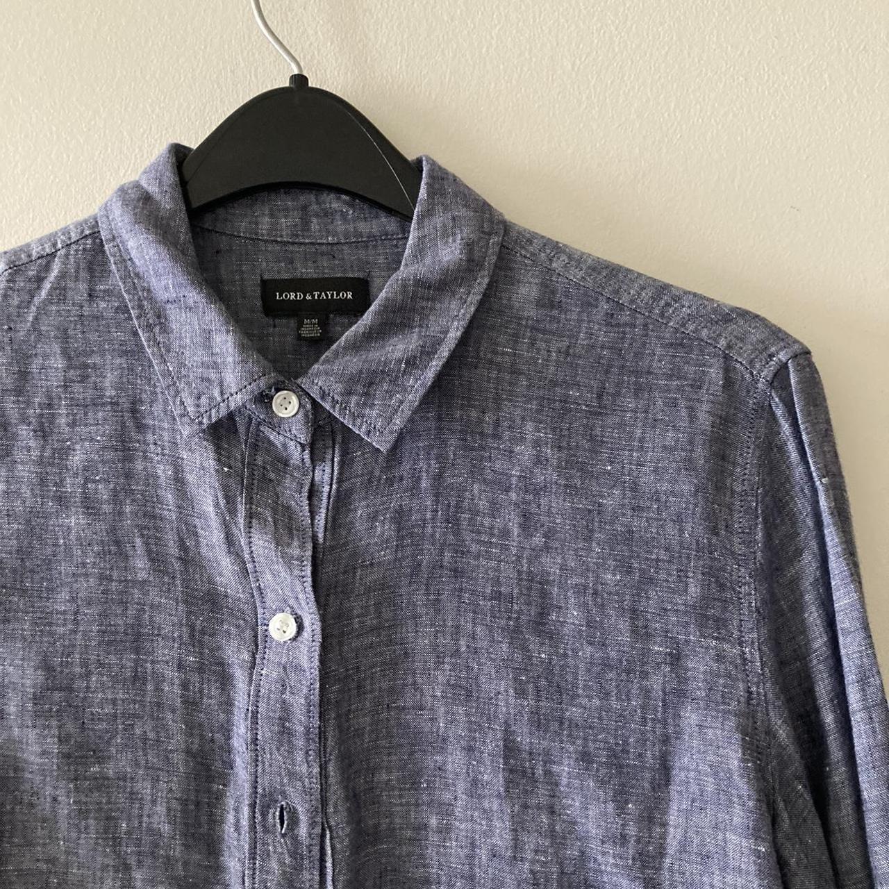 Blue Lord and Taylor blue linen shirt in men’s... - Depop