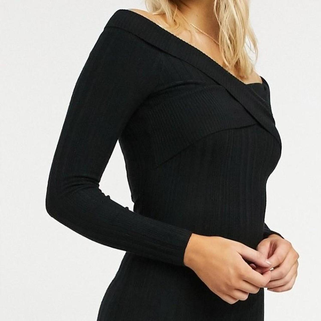 Miss Selfridge Black Fine Knit Cross Chest V Neck