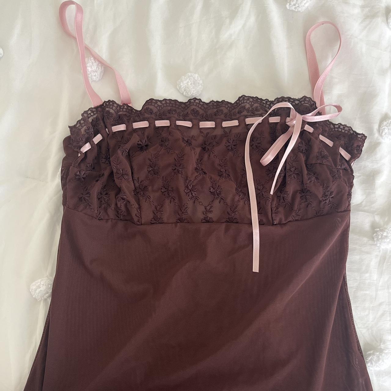Women's Brown and Pink Vestundershirts Depop