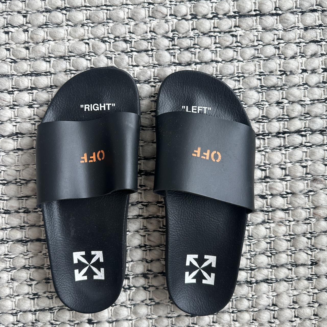 Off white left online right slides