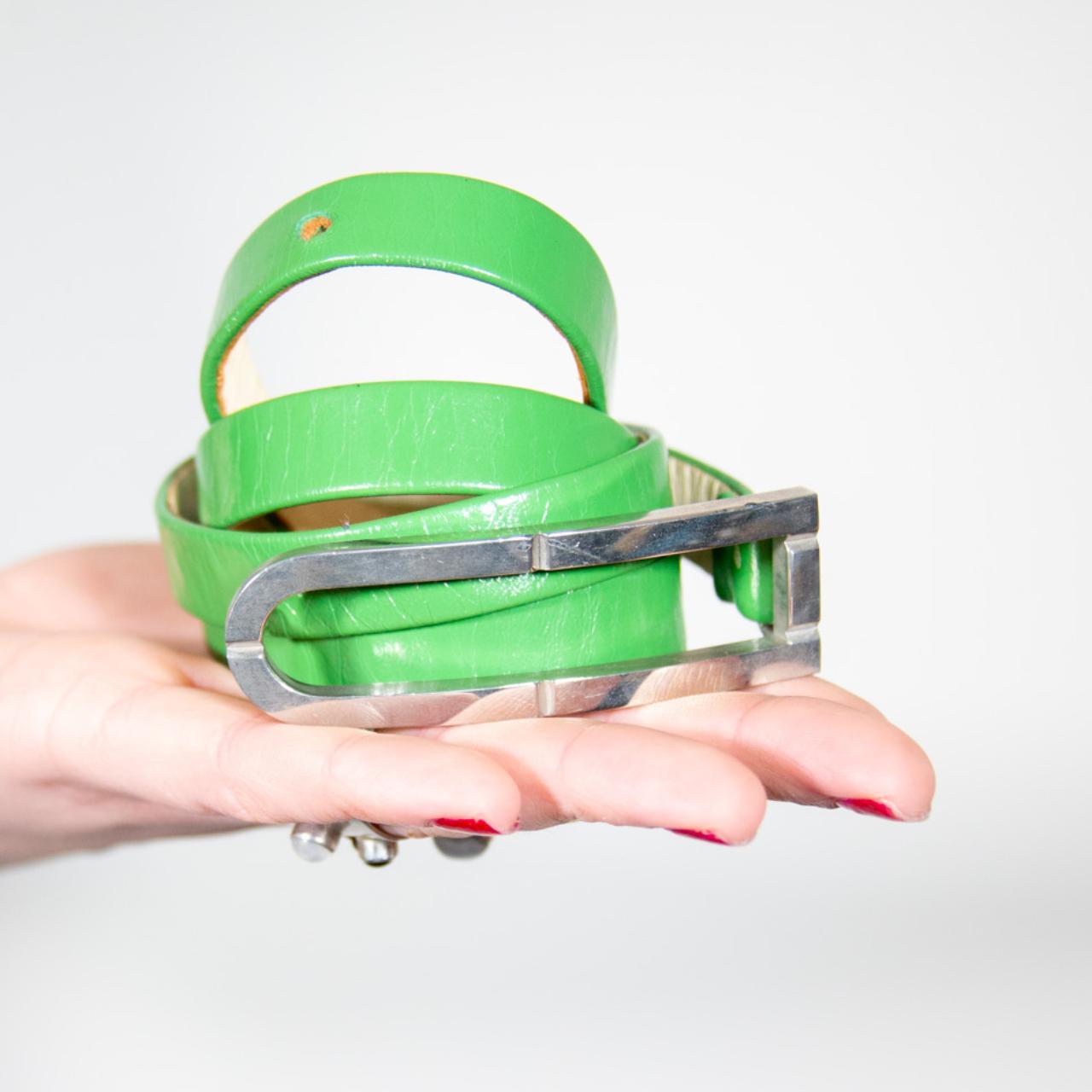 Green Leather Belt Patent leather green belt with... - Depop