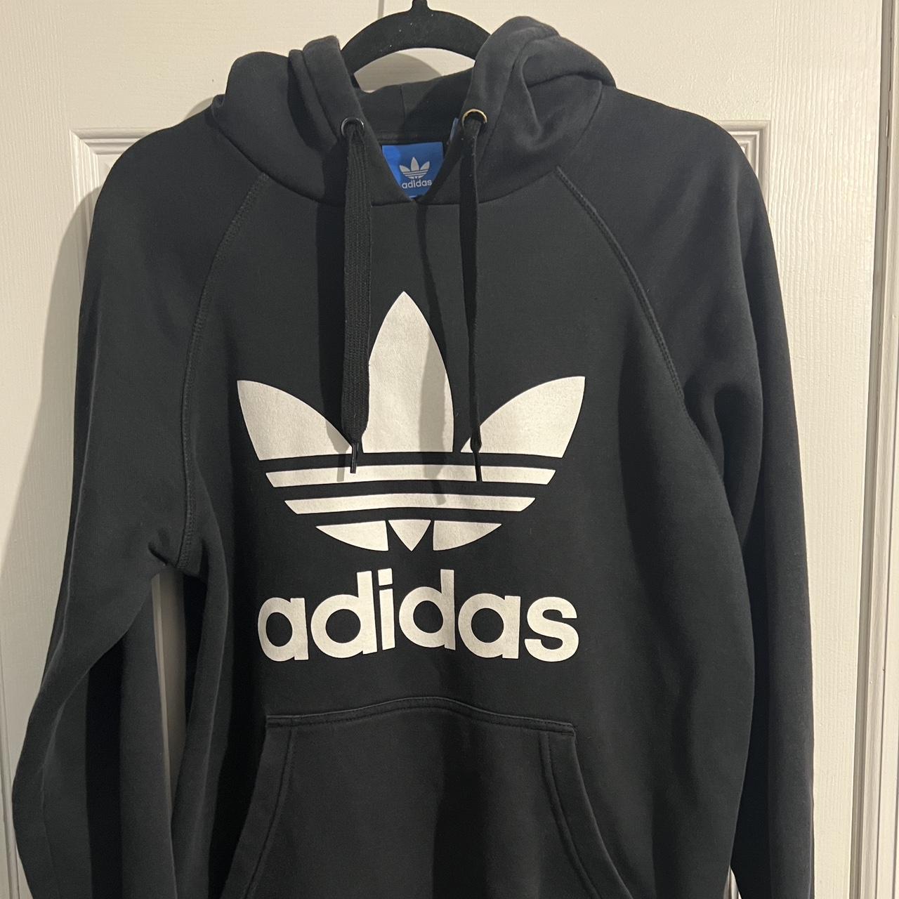 Adidas Hoodie Mens Original Adidas Hoodie Black W| White Logo At Front