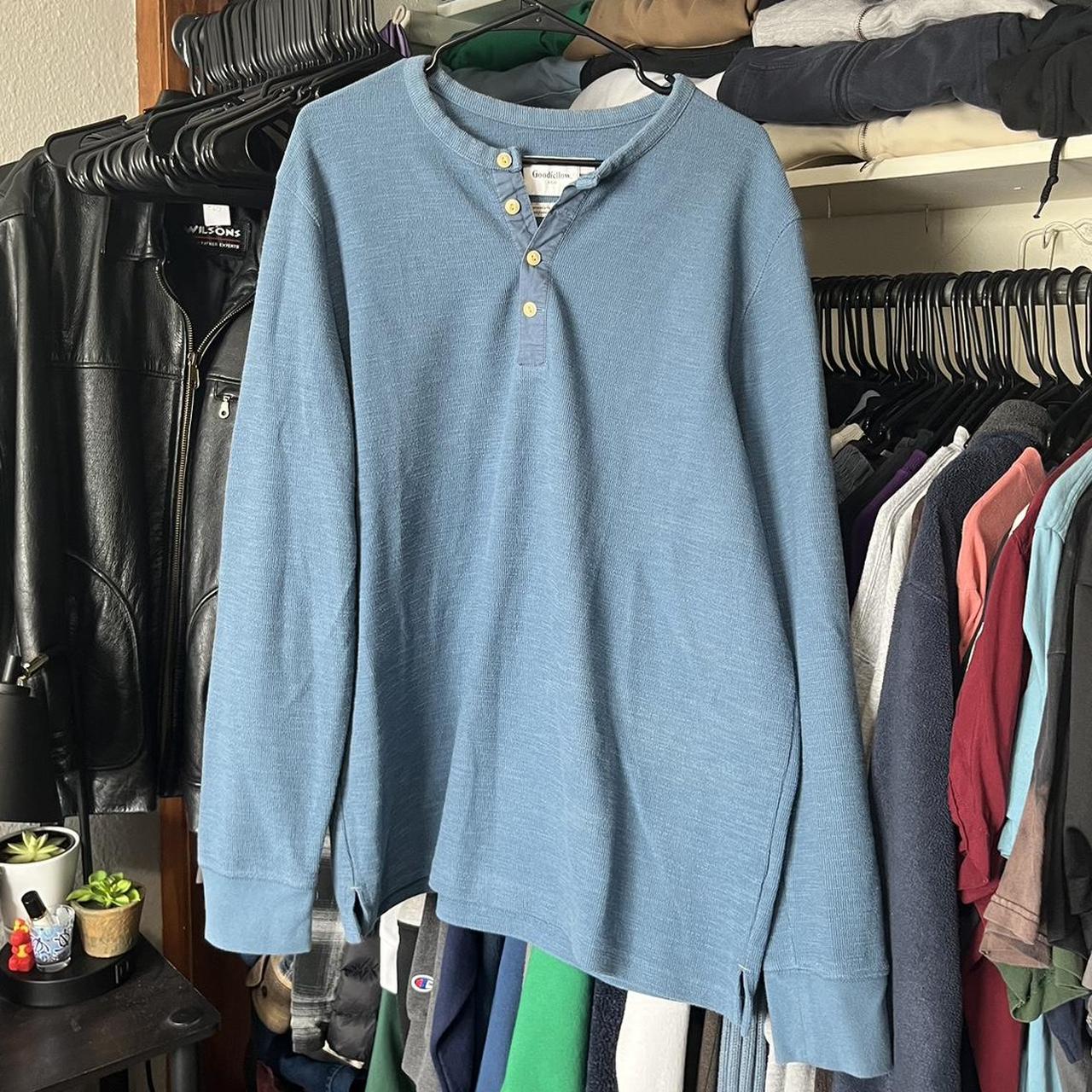 Goodfellow & Co. Men's Blue and Cream Sweatshirt | Depop