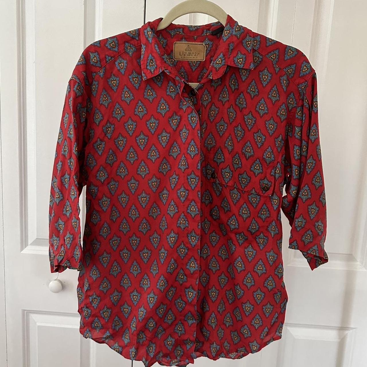 Vintage Liz Wear By Liz Claiborne Red Patterned Depop