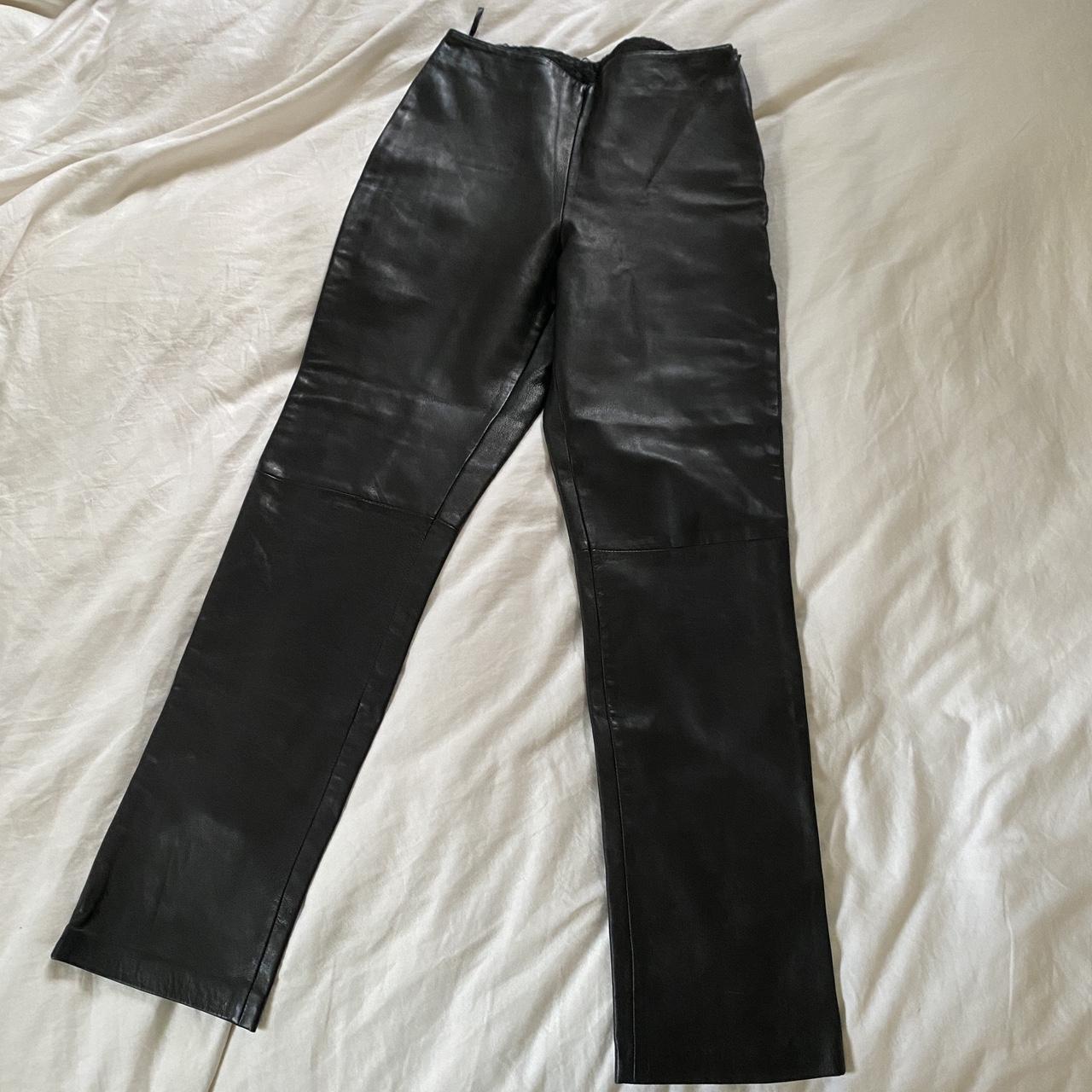 The Row black lambskin pants. Lined in cotton. Side... - Depop