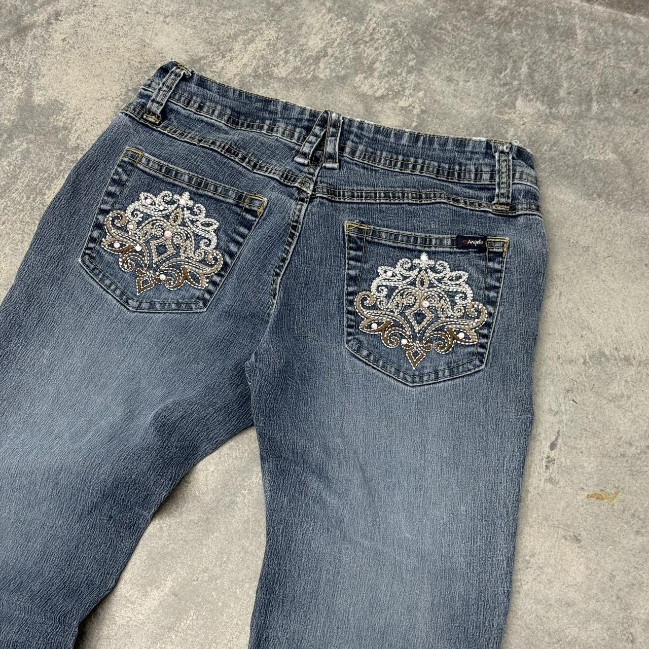 Y2k “Angels” Embellished Low-Rise Flare Jeans | Depop