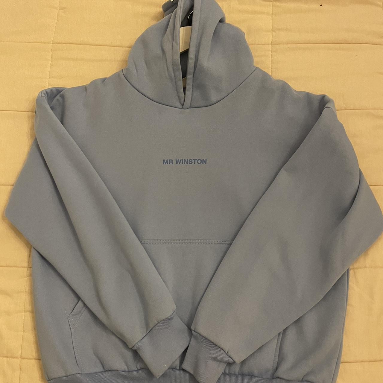 Mr Winston Women's Blue Hoodie Depop