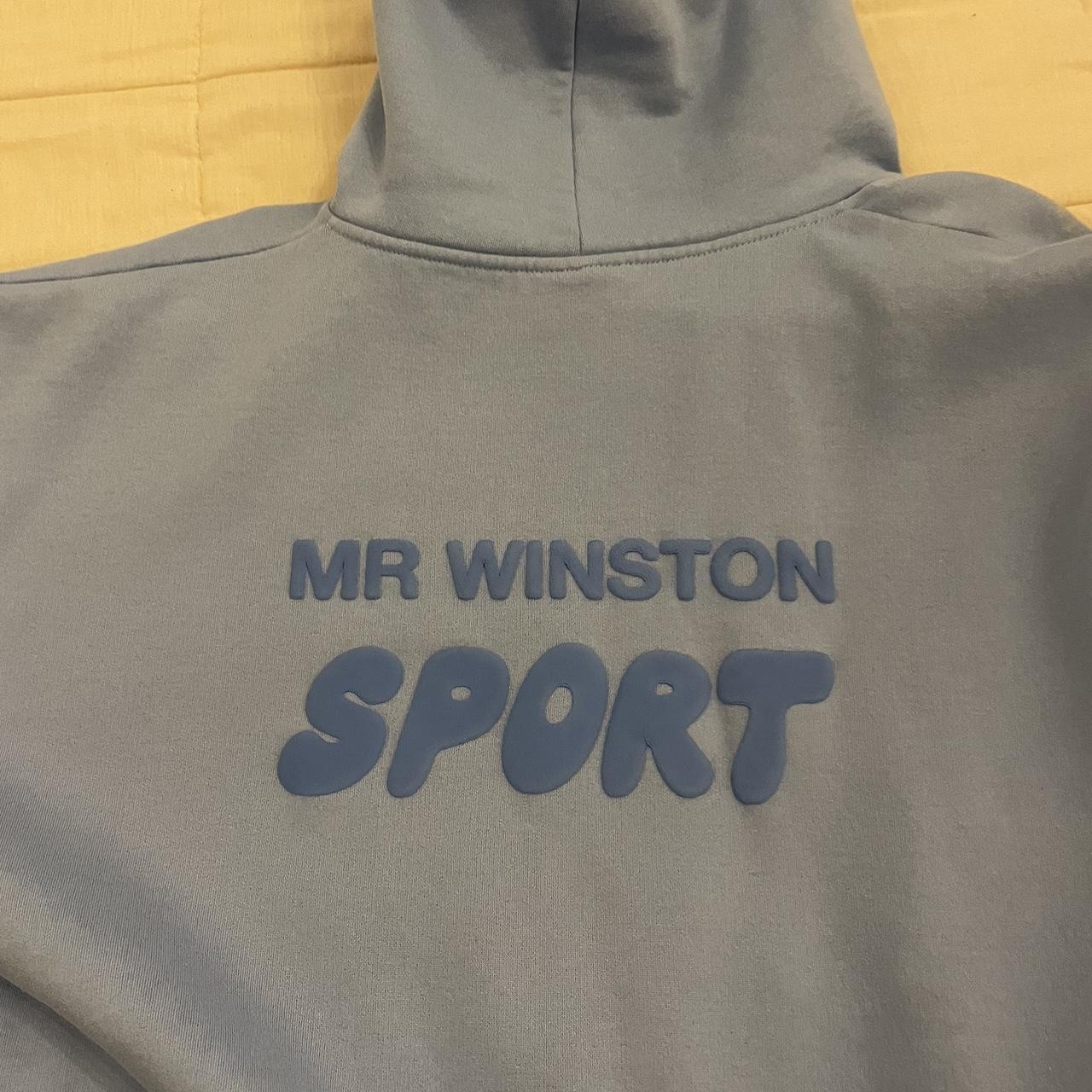 Mr Winston Women's Blue Hoodie Depop