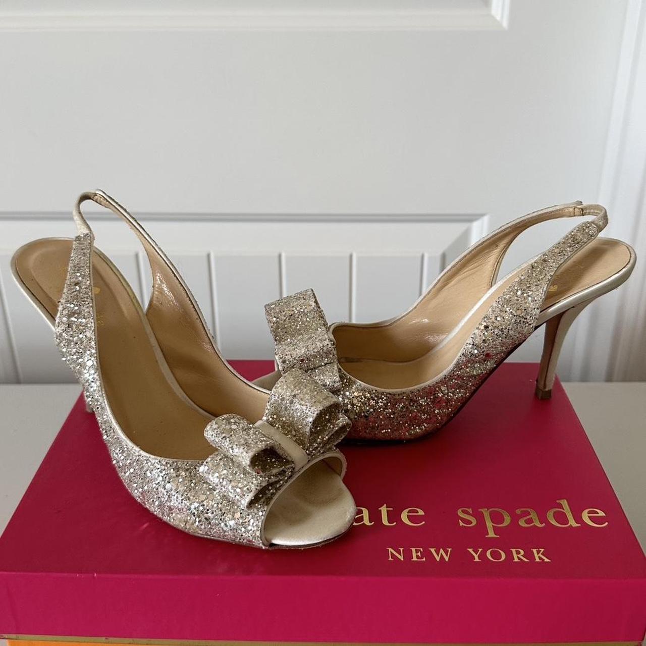 Kate Spade Charm Glitter Bow Slingback Pumps