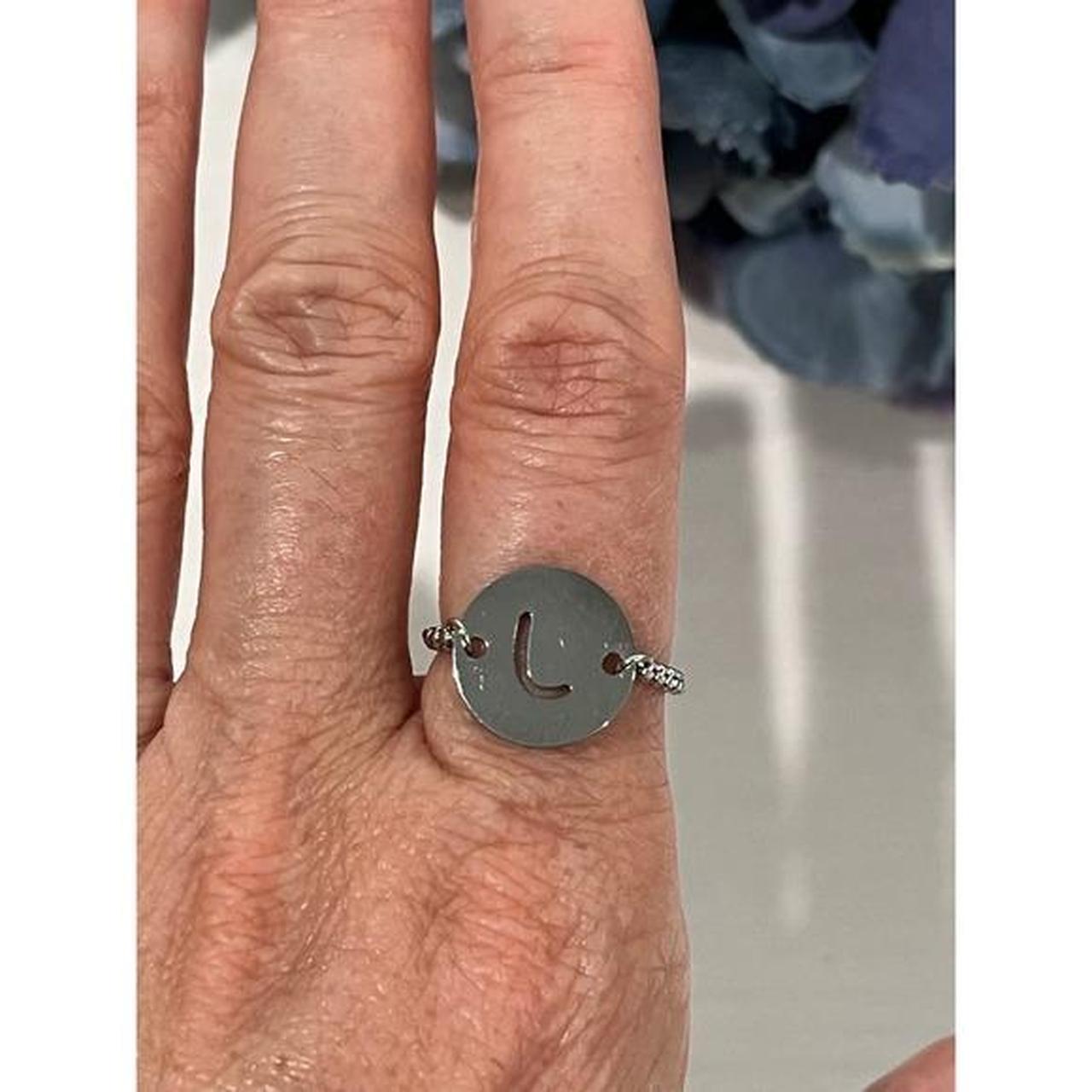 Women's Ring - Silver – Adjustable Initial J Ring… - image 5