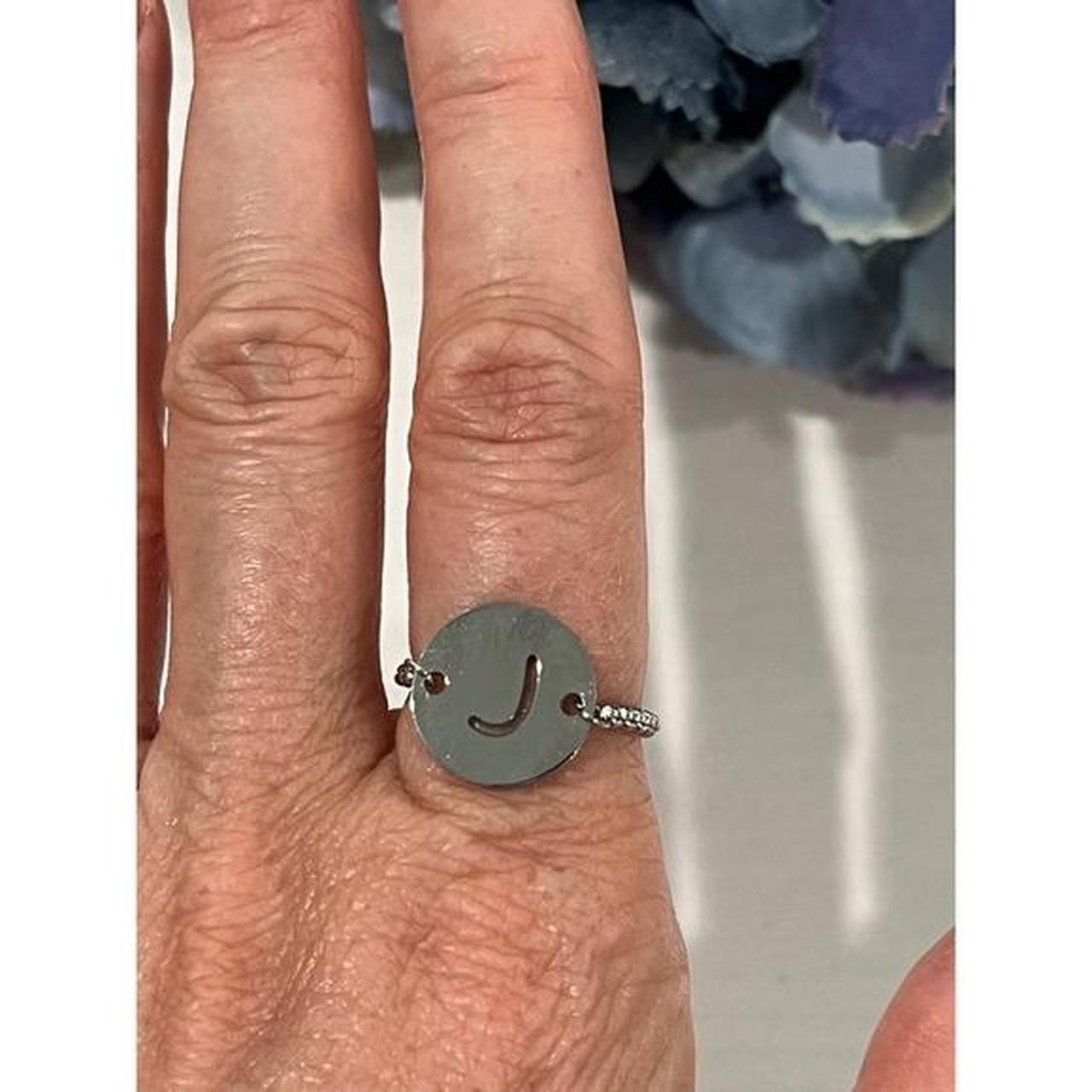 Women's Ring - Silver – Adjustable Initial J Ring… - image 2